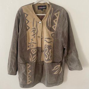 Giorgio Mobiani Vintage Suede Jacket Grey and Beige Western French